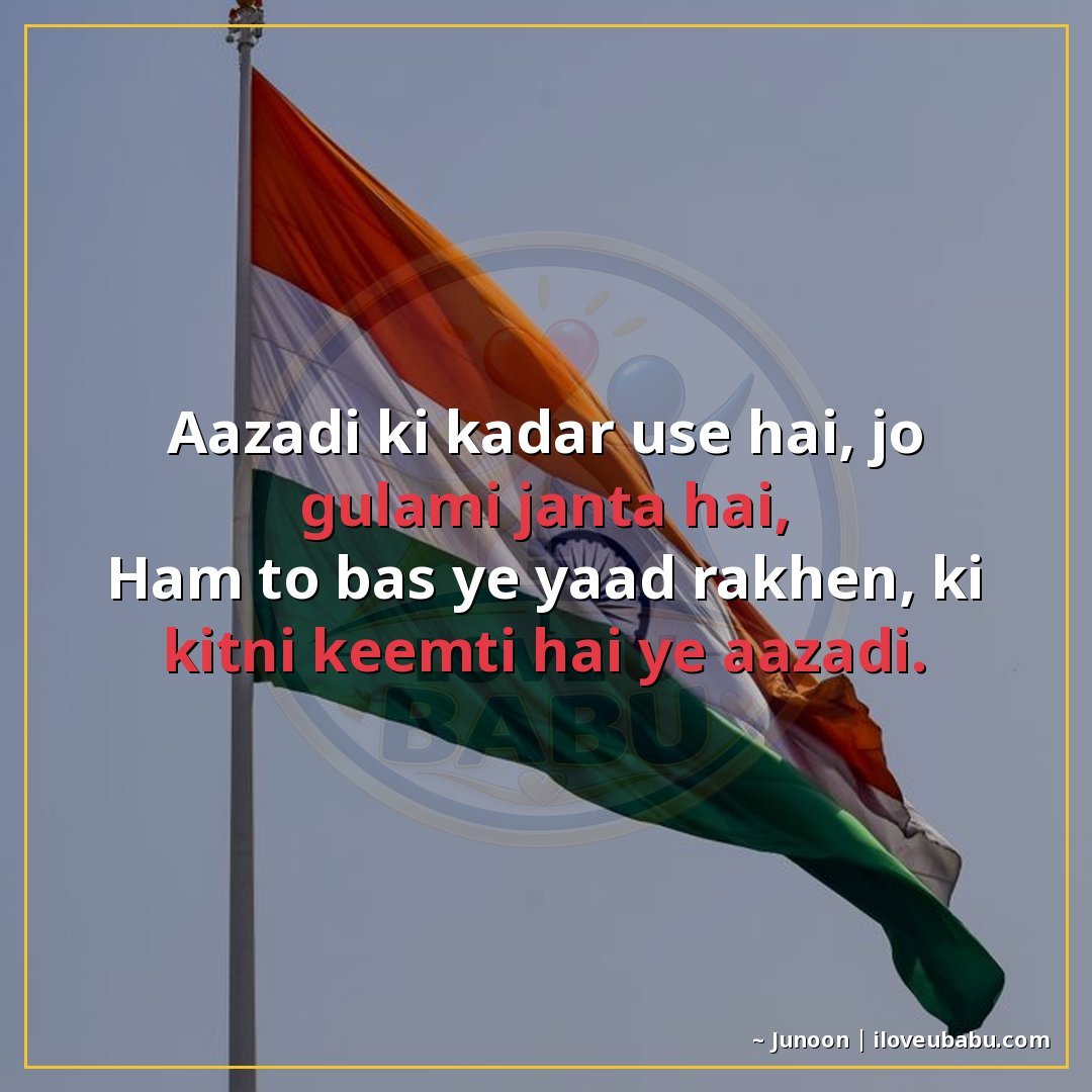 आजादी की कदर उसे है, जो गुलामी जानता है,
हम तो बस ये याद रखे
