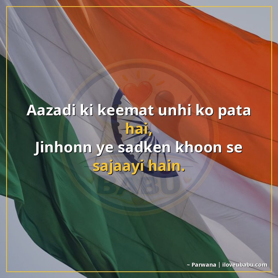 आजादी की कीमत उन्हीं को पता है,
जिन्होंने ये सड़कें खून से स