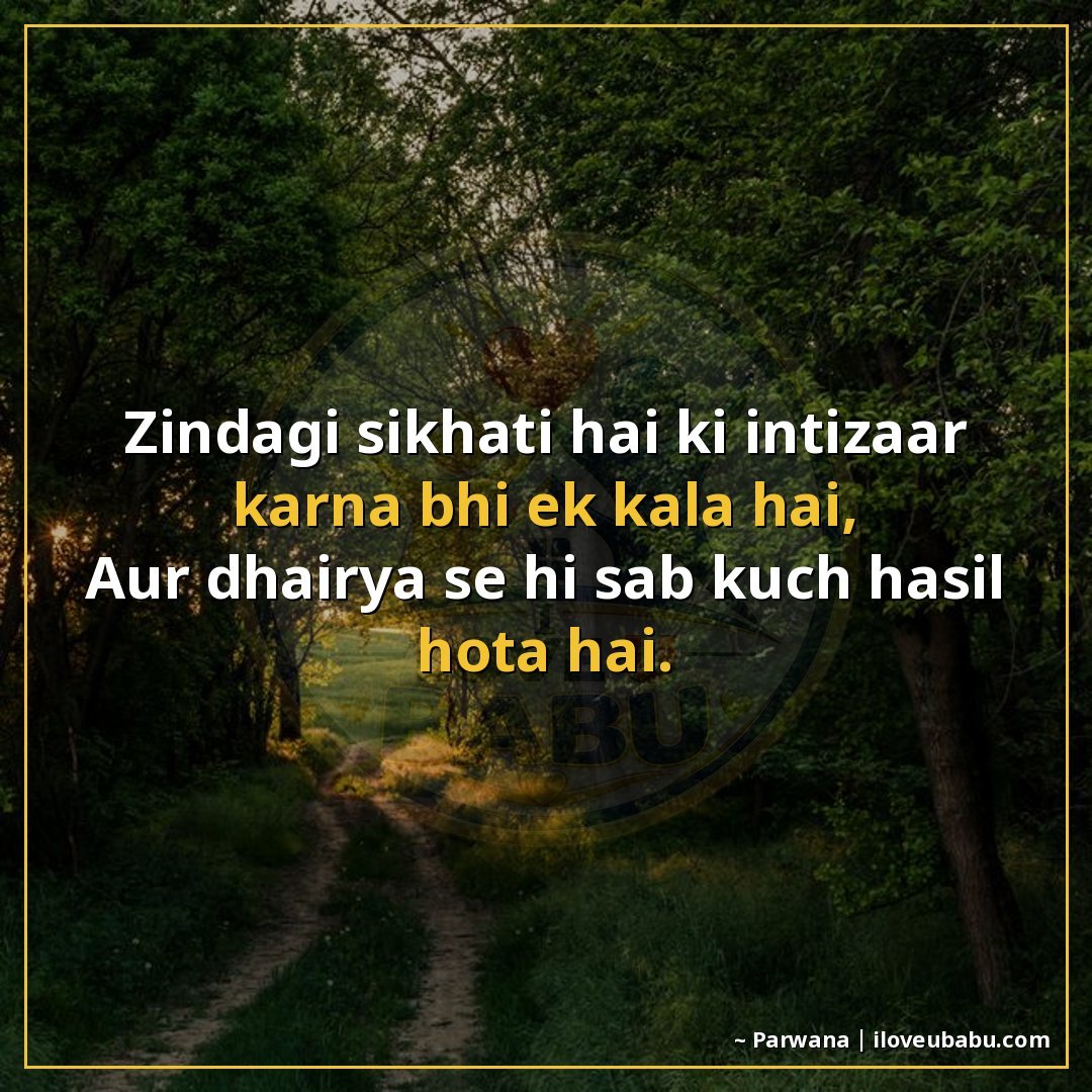 ज़िंदगी सिखाती है कि इंतिज़ार करना भी एक कला है,
और धैर्य से