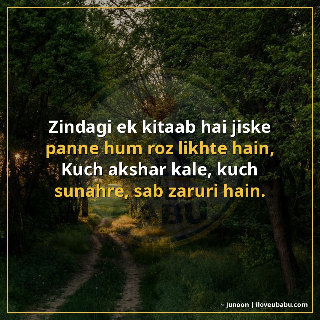 25+ Best Life Quotes in Hindi: Shayari on Life's Journey, Struggles & Growth 2 जिंदगी एक किताब है जिसके पन्ने हम रोज लिखते हैं,
कुछ अक्षर क