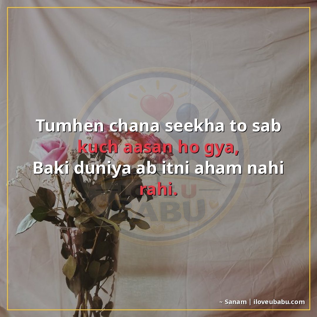 तुम्हें चाहना सीखा तो सब कुछ आसान हो गया,
बाकी दुनिया अब इतन