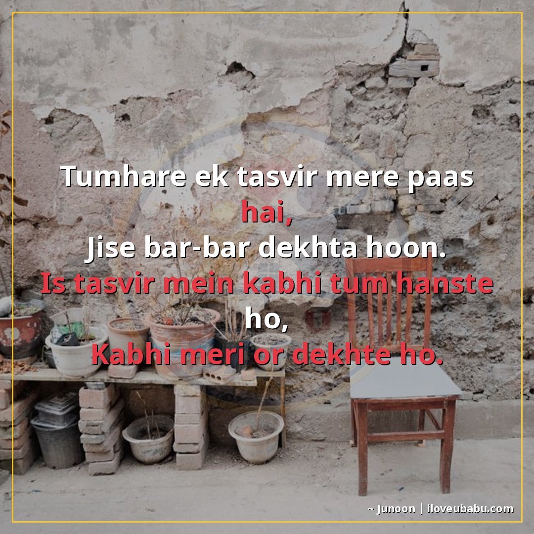तुम्हारी एक तस्वीर मेरे पास है,
जिसे बार-बार देखता हूँ।
इस त