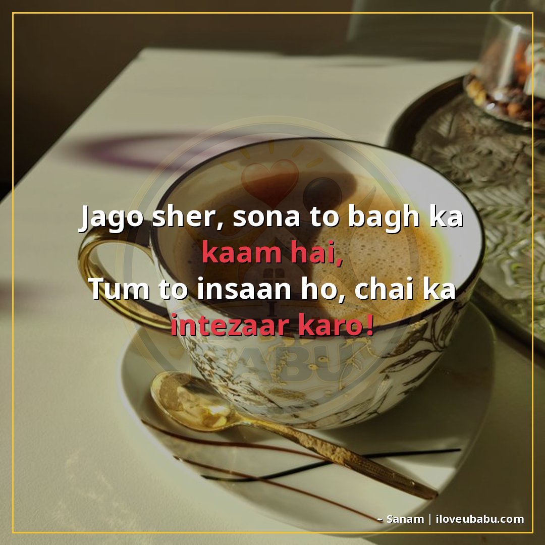 25+ Funny Good Morning Shayari In Hindi That'll Make Them Laugh Instead Of Groan 5 जागो शेर, सोना तो बाघ का काम है,
तुम तो इंसान हो, चाय का इंत