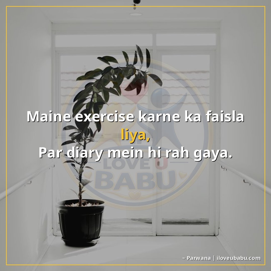 25+ Funny Two Line Shayari In Hindi That'll Make You Laugh Out Loud 22 मैंने एक्सरसाइज़ करने का फैसला लिया,
पर डायरी में ही रह गया।