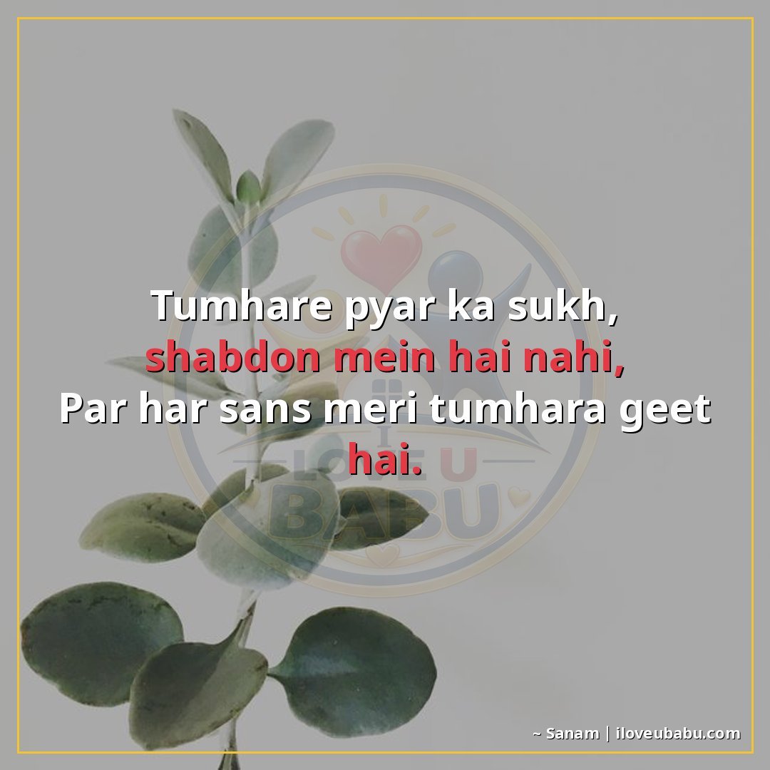 25+ Best Two Line Shayari For Your Husband Or Wife In Hindi 23 तुम्हारे प्यार का सुख, शब्दों में है नहीं,
पर हर साँस मेरी त